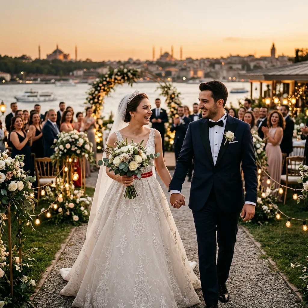 Düğünde çekilmiş gelin ve damat fotoğrafı
